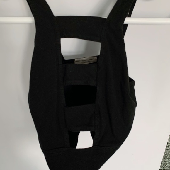 Black Crop Top with Cut Outs (Black, S) - Picture 2 of 4